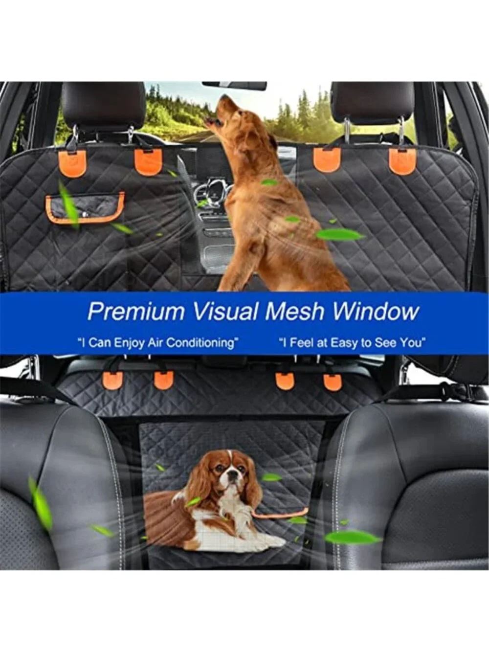 Dog Car Seat Cover for Back Seat 600D Scratchproof Nonslip Durable Waterproof